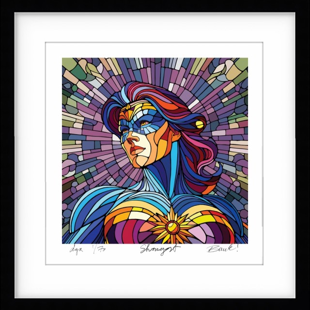 Smågrafikk av Ronny Bank i popart stil som reflekterer kunstnerens oppvekst og samtidens visuelle uttrykk.